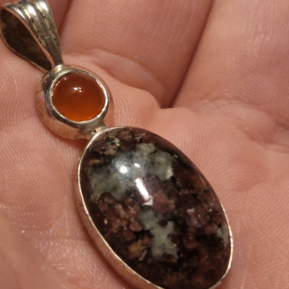 Rubelite & Carnelian Silver pendant - Picture 10 of 10